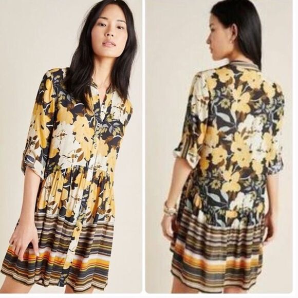 Anthropologie Bl^nk London Hadley Tunic Floral Drop Waist Dress Size XS - Picture 1 of 15